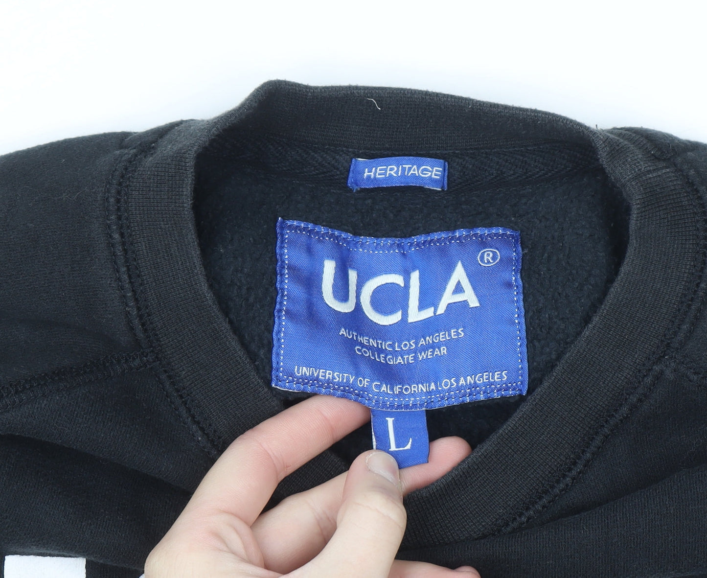 UCLA Men’s Black Pullover Sweatshirt L Fleece Lined Graphic Print