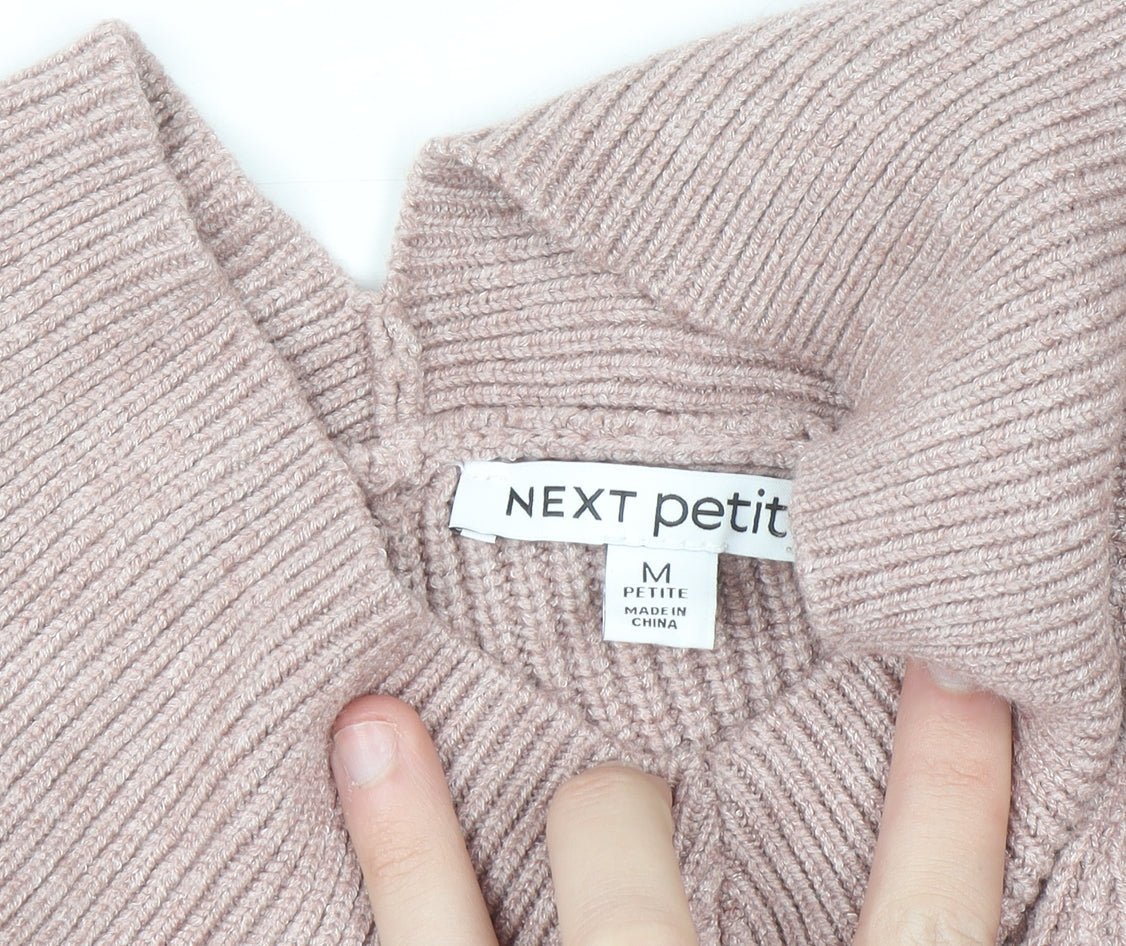 Next Petite Women’s Pink V-Neck Ribbed Pullover Jumper Size M