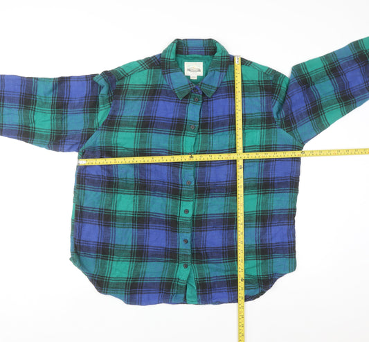 American Eagle Men’s Blue Plaid Flannel Button-Up Shirt Size M