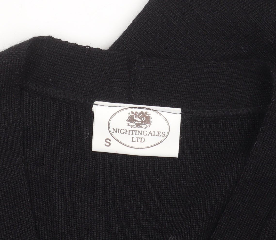 Nightingales LTD Women’s Black V-Neck Wool Blend Long Cardigan Size S
