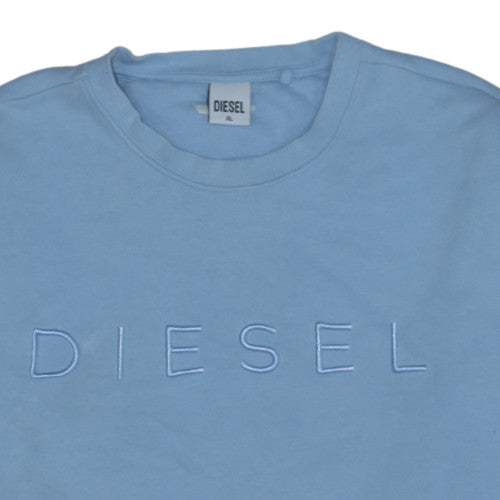 Diesel Men's Blue XL Pullover Sweatshirt Embroidered Logo Crew Neck