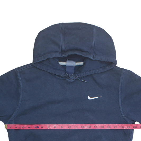 Nike Women's Blue Pullover Hoodie Small Cotton Blend Logo Hooded Sweatshirt