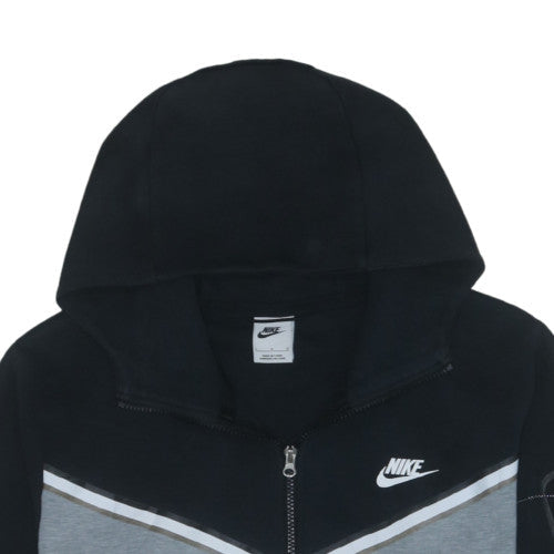 Nike Men's Grey Black Full Zip Hooded Fleece Hoodie L