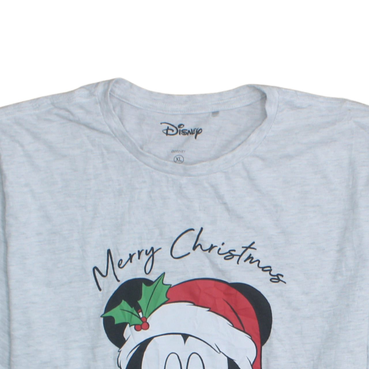 Disney Women’s Grey Mickey Mouse Christmas T-Shirt XL