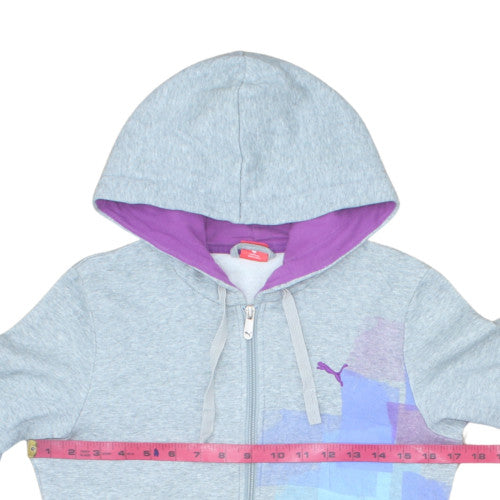 Puma Women's Grey Full Zip Hoodie XS UK 8 Cotton Blend