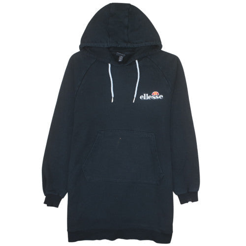 Additional front view of Ellesse Women's Black Pullover Hoodie UK 14 Cotton Blend Sweatshirt