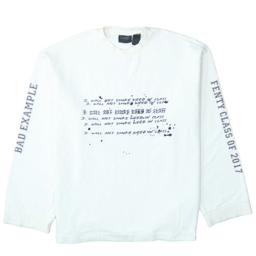 Additional front view of Puma by Rihanna women’s white graphic pullover sweatshirt uk 10 - fenty edition