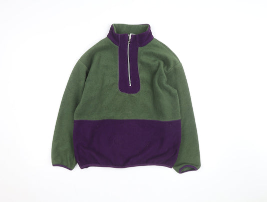 Cherry Tree Women's Green & Purple Fleece 1/2 Zip Active Jacket L