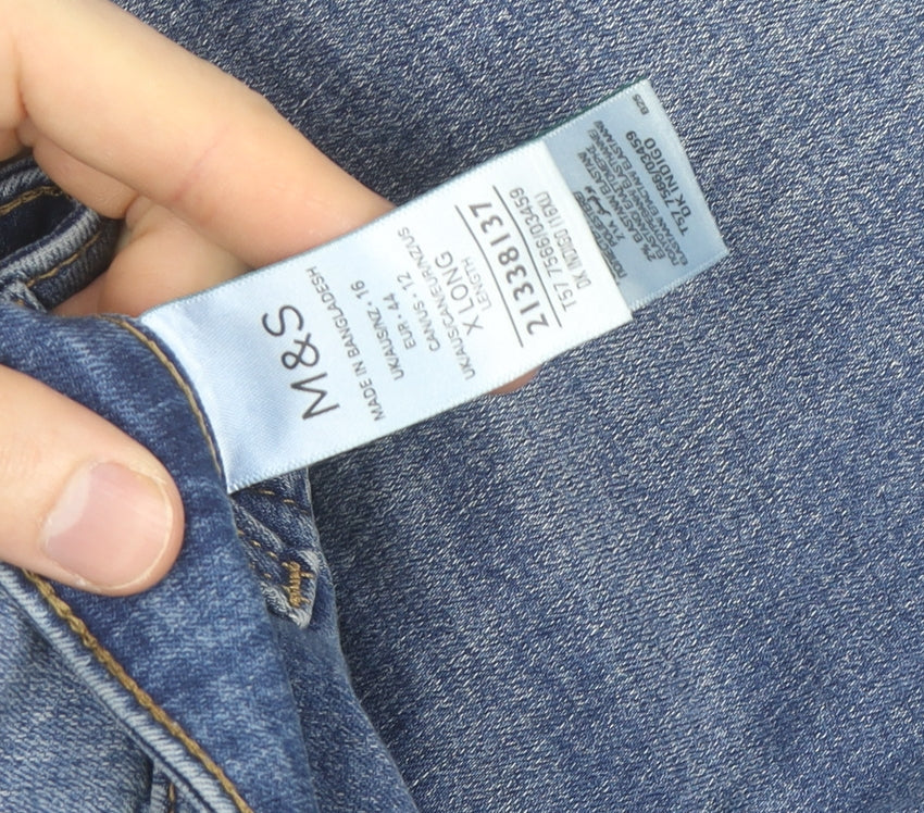 Marks and Spencer Women's Blue Sienna Straight Leg Jeans Size 16 Long Denim