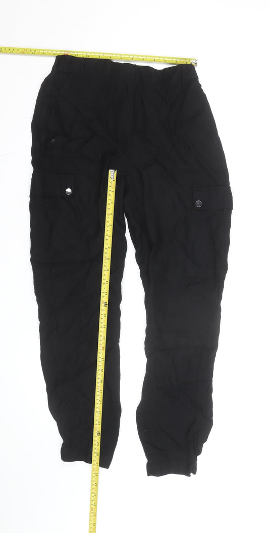 Mint Velvet Women’s Black Cargo Trousers Size 10L Viscose Blend