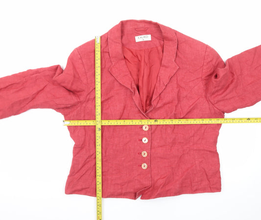 Kaliko Women's Red Linen Blazer Jacket Size 16 Classic Short