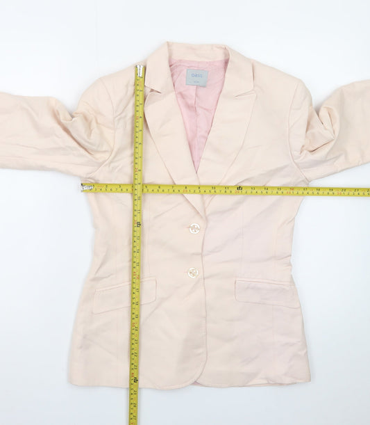 Oasis Women Beige Blazer Size 10 Linen Viscose Formal Jacket