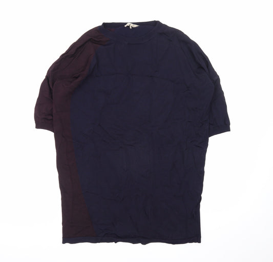 Additional front view of Phase Eight unisex blue colourblock knit short sleeve t-shirt xs