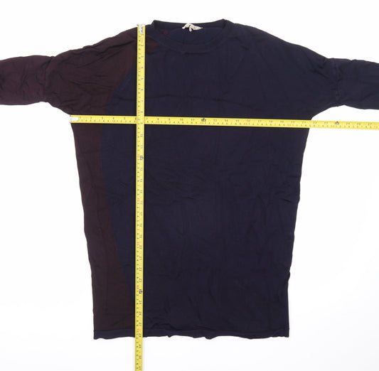 Phase Eight Unisex Blue Colourblock Knit Short Sleeve T-Shirt XS