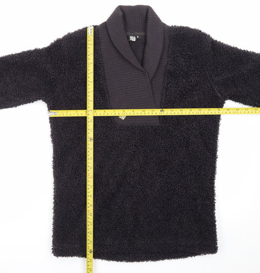 Roxy Women's Black Shawl Collar Fleece Jumper Size S
