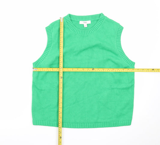 Marks and Spencer Women's Green Knit Sleeveless Vest Jumper L