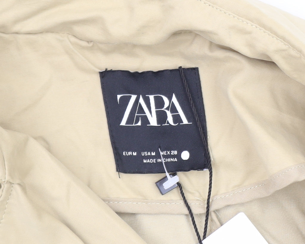 Zara Women's Beige Long Trench Coat Size 12 Classic Style