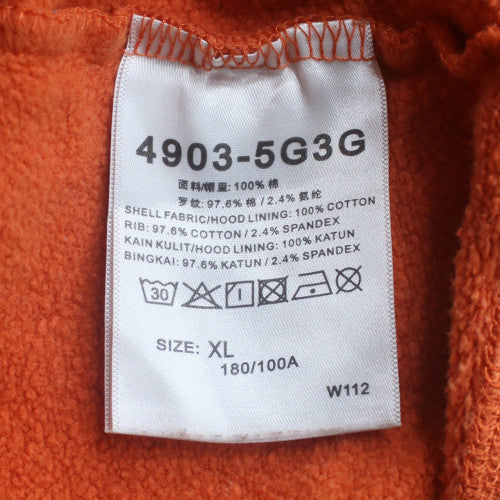 Wrangler Men's Orange XL Pullover Hoodie with USA Flag Embroidery