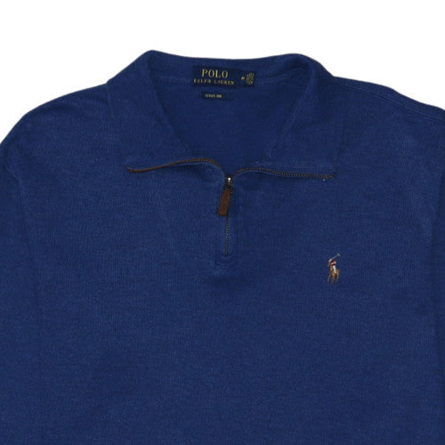 Ralph Lauren Men's Blue Cotton Half Zip Collared Jumper M