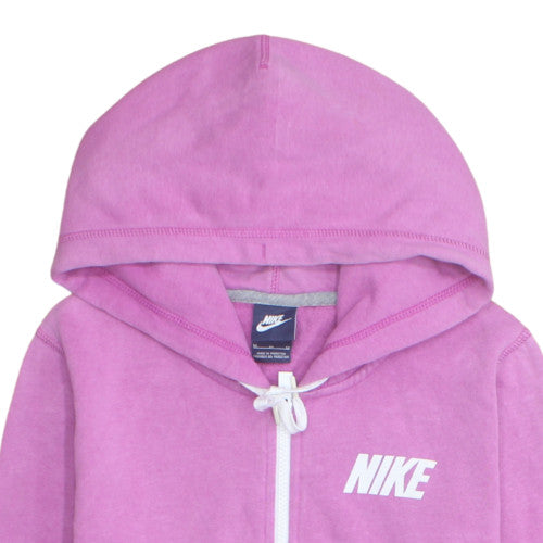 Nike Women's Pink Full Zip Hoodie Medium Cotton Blend