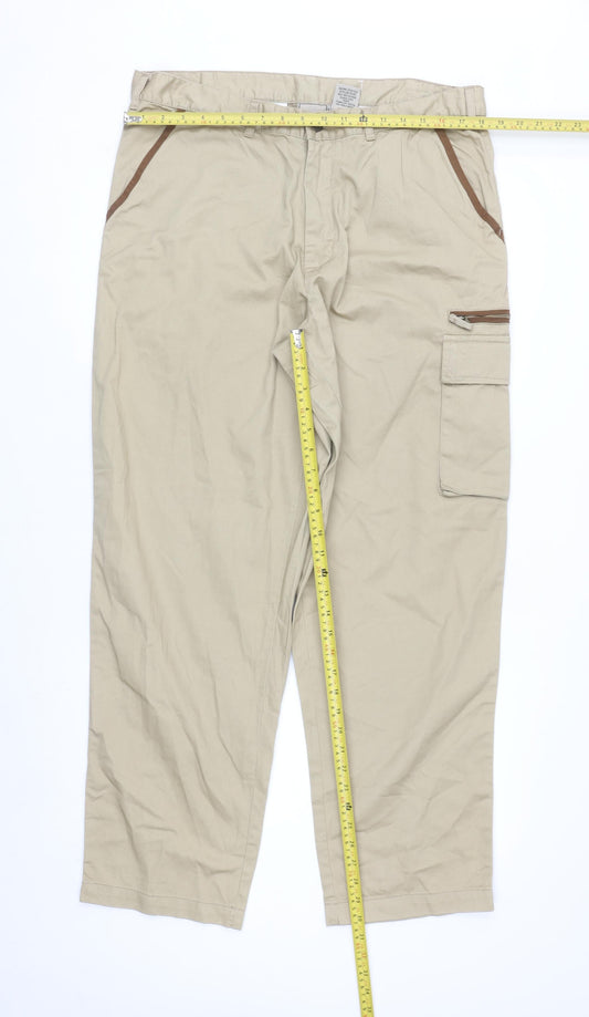 Scandia Woods Men's Beige Cargo Trousers Size 36L Cotton Workwear