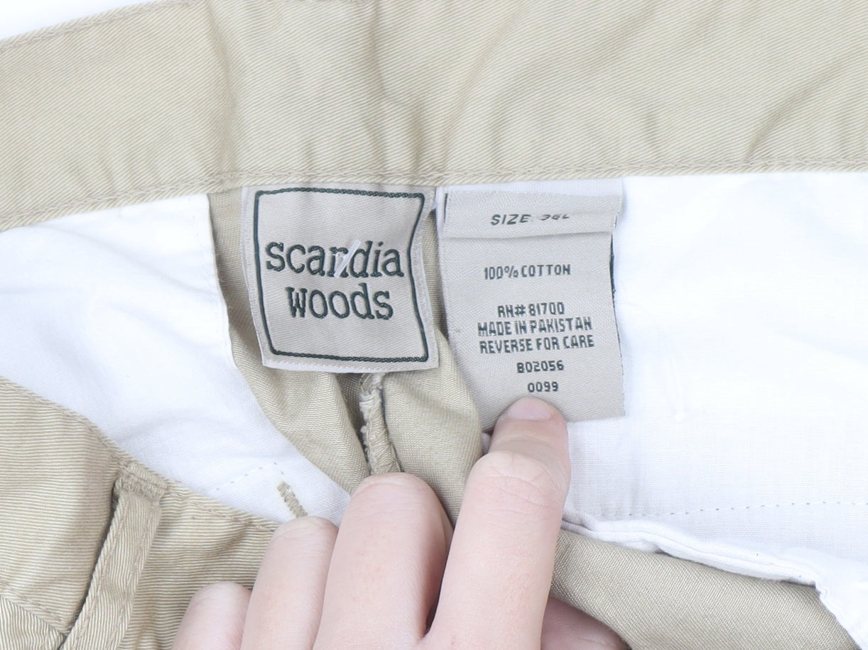 Scandia Woods Men's Beige Cargo Trousers Size 36L Cotton Workwear