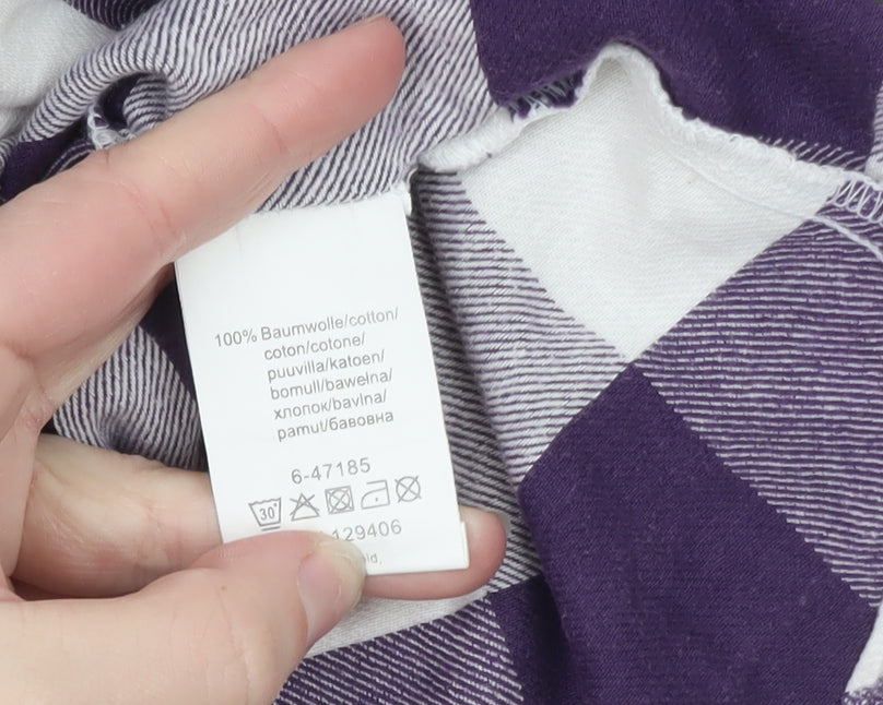 John Baner Womens Purple Check Flannel Button-Up Shirt Size 16