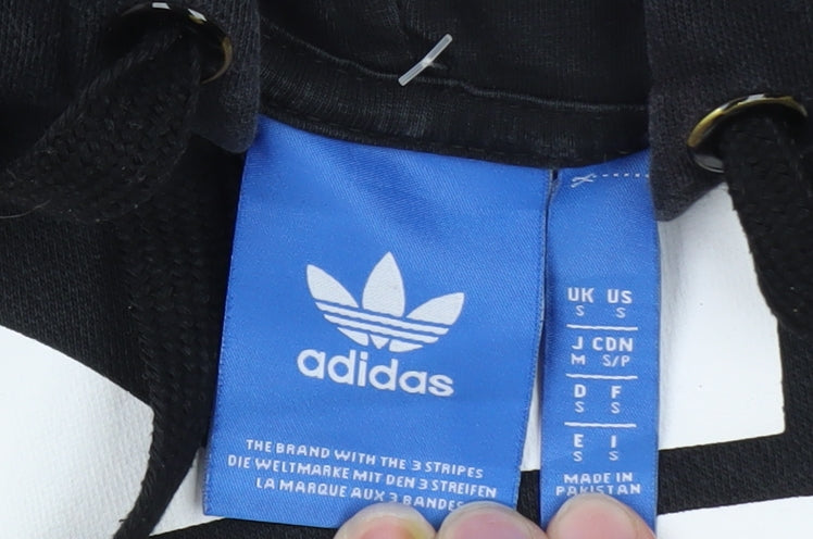 Adidas Mens Black Pullover Hoodie Small Logo Fleece Sweatshirt