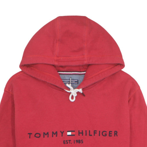 Tommy Hilfiger Men's Red Pullover Hoodie XXL Logo Fleece Sweatshirt