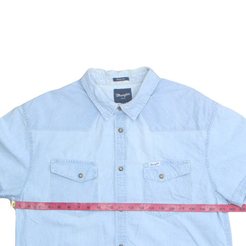 Wrangler Men's Blue Denim Short Sleeve Button-Up Shirt XL