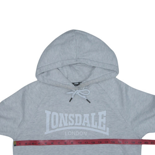 Lonsdale Women Grey Hoodie Size 10 Cotton Pullover Sweatshirt