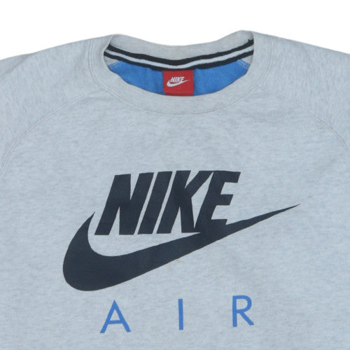 Nike Men's Grey Air Logo Crew Neck Pullover Sweatshirt L