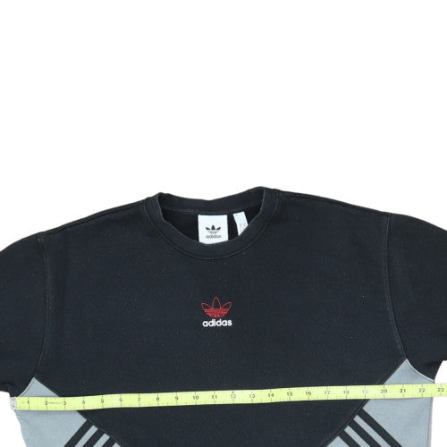 Adidas Men's Black Grey Pullover Sweatshirt Size M Crew Neck Logo