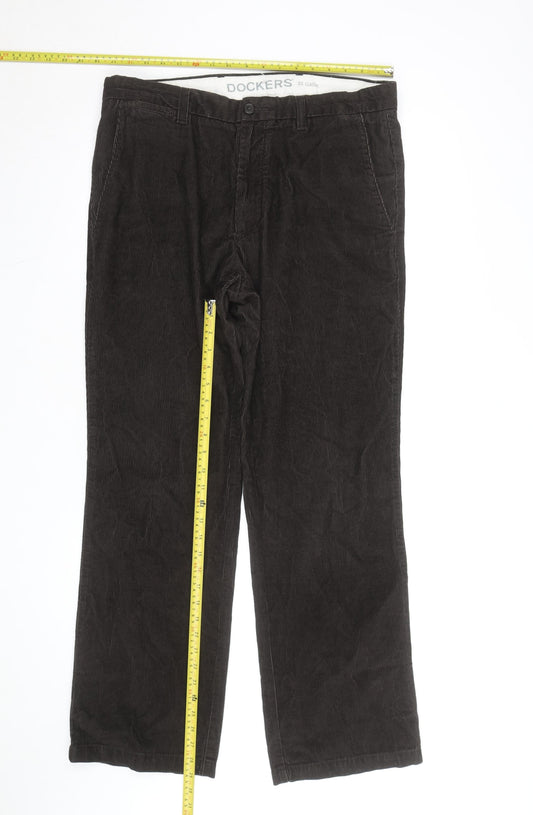 Dockers Men's Brown Corduroy Classic Fit Chino Trousers 34x32