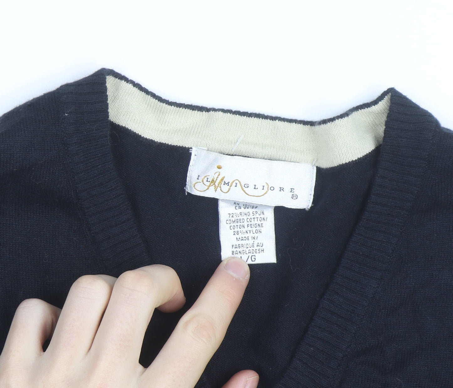 Il Migliore Men's Black V-Neck Cotton Blend Knitted Vest L