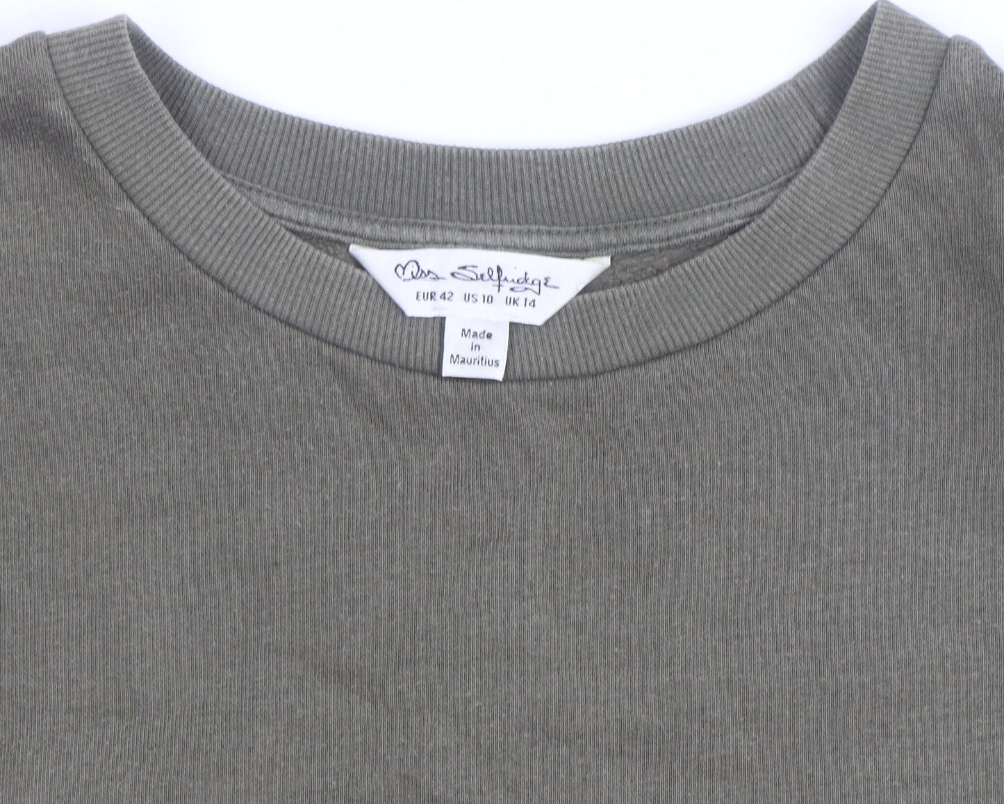Miss Selfridge Women's Green Size 14 Puff Sleeve Belted T-Shirt Dress