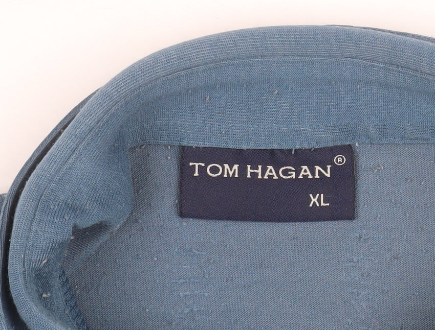 Tom Hagan Men's Blue XL Short Sleeve Cotton Polo Shirt