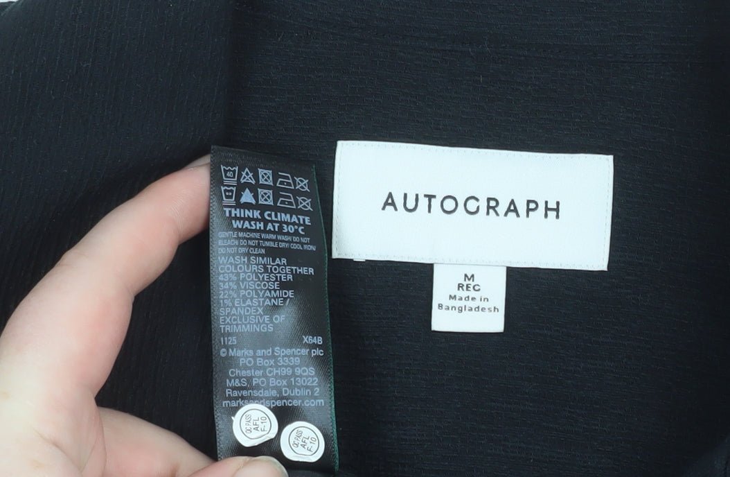 Marks and Spencer Autograph Men's Black Short Sleeve Button-Up Shirt M