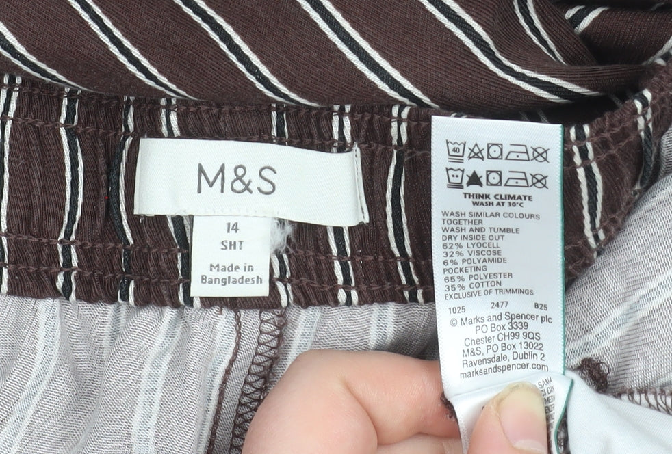 Marks and Spencer Women’s Brown Striped Cropped Trousers Size 14