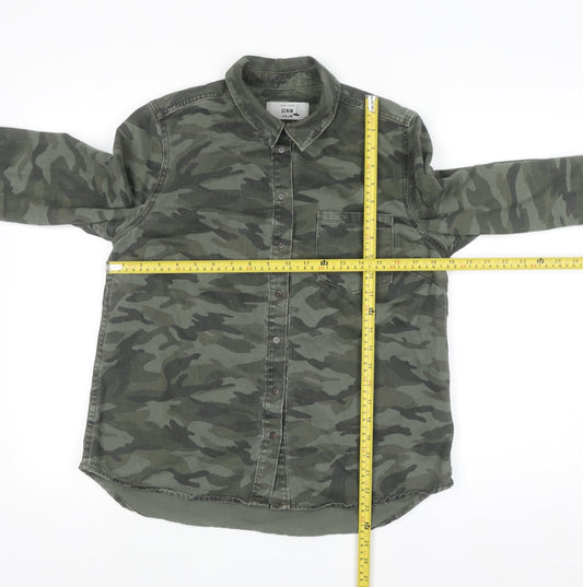 New Look Women’s Green Camo Button-Up Denim Shirt UK 10