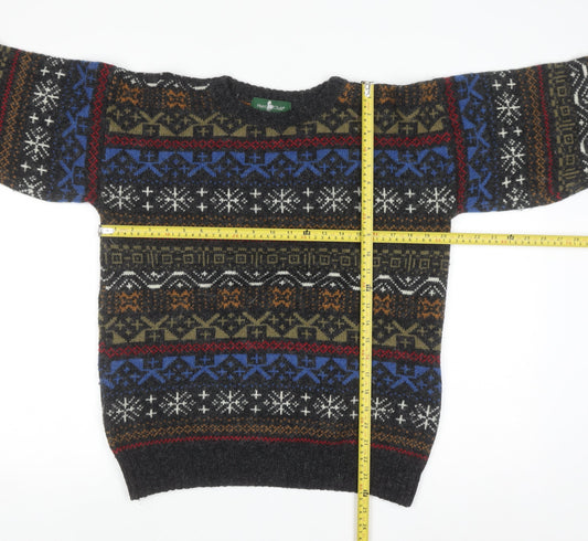 Hunt Club Men's Multicoloured Fair Isle Wool Blend Crew Neck Jumper L