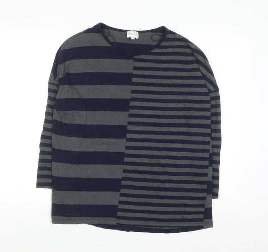 EAST Women's Blue Striped Cotton Long Sleeve T-Shirt Size S