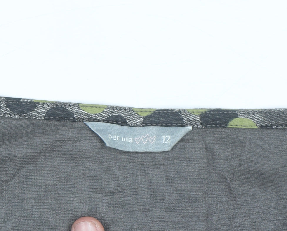 Marks and Spencer Per Una Women's Grey Polka Dot A-Line Skirt Size 12