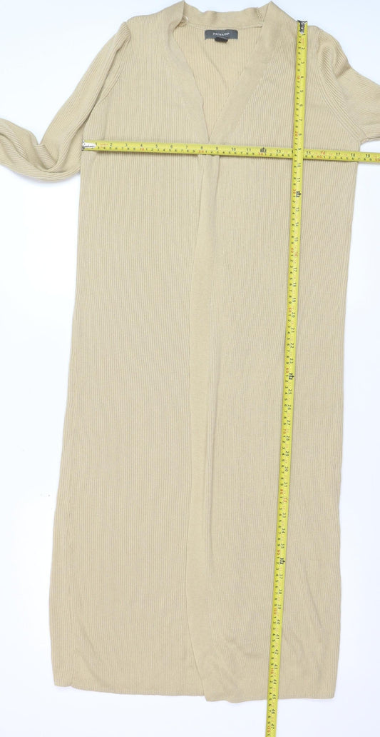 Primark Women Beige Longline V-Neck Knit Cardigan Size 12