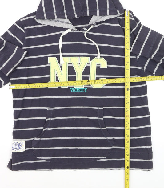 South Womens Navy Striped Pullover Hoodie Size 18 Cotton Blend