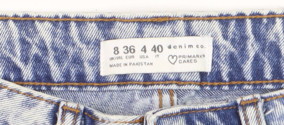 Primark Women’s Blue Acid Wash High Rise Mom Denim Shorts Size 8