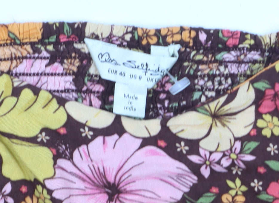 Additional view of Miss Selfridge Women’s Multicoloured Floral Off Shoulder Dress, size UK 12