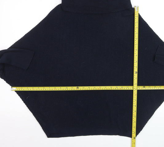 Dorothy Perkins Women's Blue Roll Neck Ribbed Knit Jumper Size 10