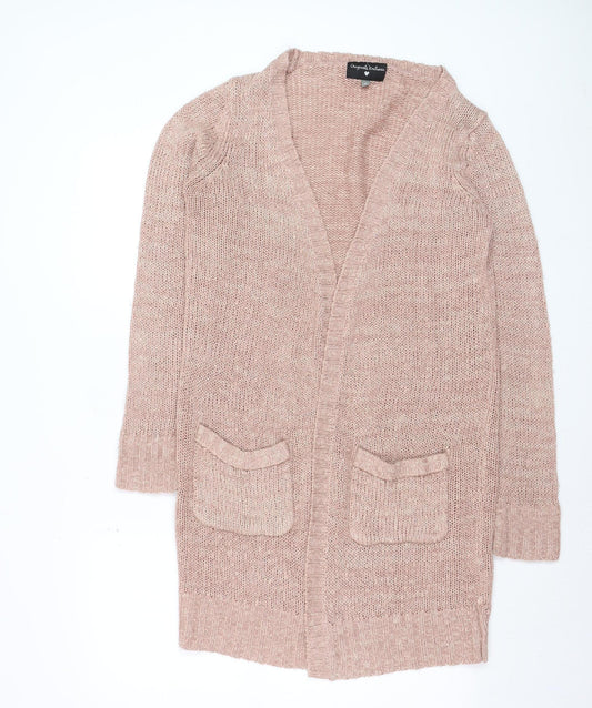 Additional front view of Originals Knitwear Women Beige Chunky-Knit Cardigan Small
