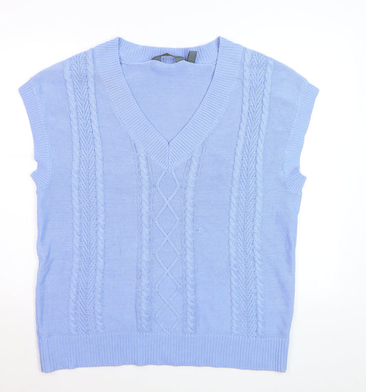 Ruth Langsford Women's Blue V-Neck Cable Knit Sleeveless Vest M